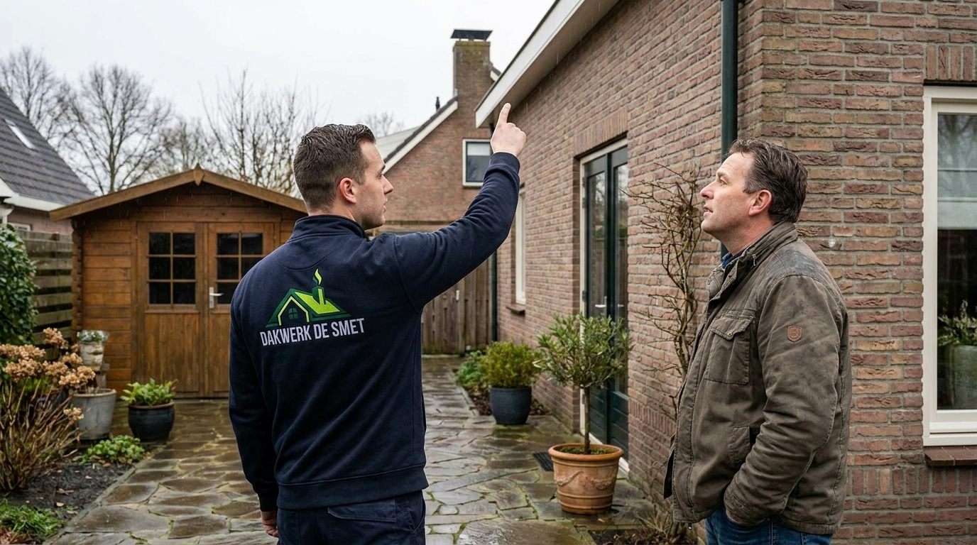 Dakwerker De Smet inspecteert het dak van een woning