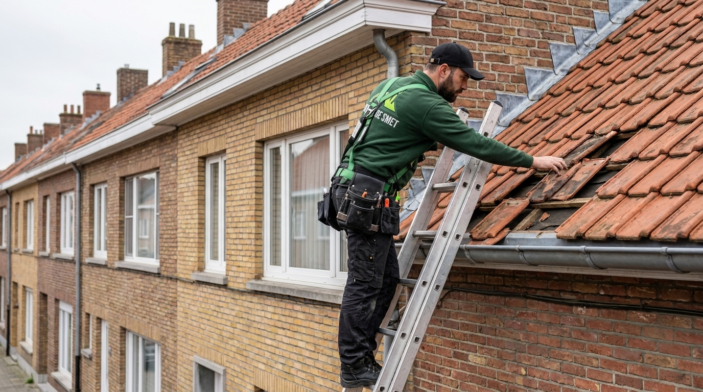 Dakwerker repareert dakpannen